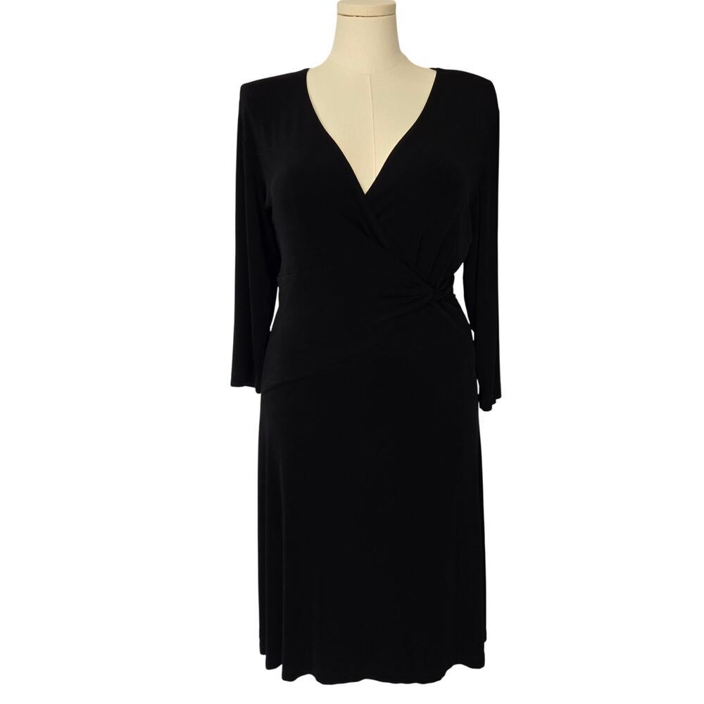 Chico's Travelers Slinky Knit Faux Wrap Dress Business Travel Chico's Sz 2 (L)